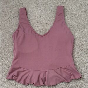 Dusty pink ribbed tankini top